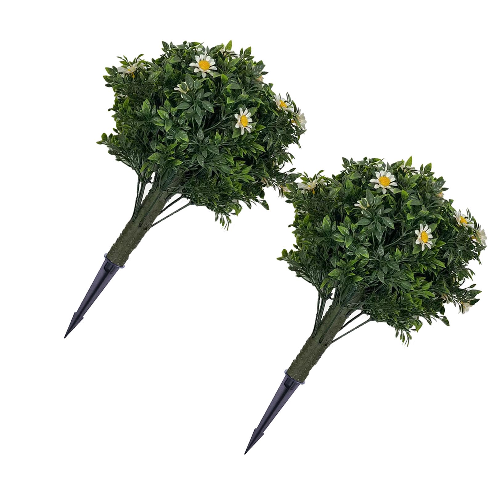 Sztuczne Drzewa Topiary Kulkowe 19,69 Cala z Kolcami w Ziemi, 2 szt. Krzewów ze Sztucznej Zieleni na Patio w Ogrodzie na Werandzie, Bez Konserwacji Sztuczne Topiary Evergreen Krzewy Kulkowe