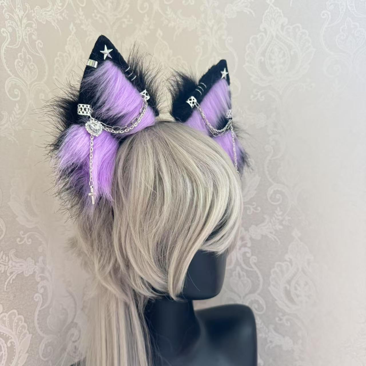 Cat Fox Wolf Ears and Tail Set - Cosplay Clips Headband and Tail for Halloween, Costume Accessories,Animal Party thumbnail