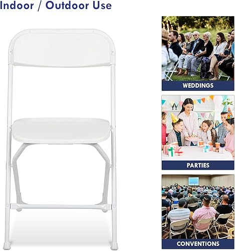 Miniatura 5 de AJP Distributors Silla plegable, cómoda silla para eventos con respaldo, asiento comercial apilable portátil para interiores y exteriores, oficina,