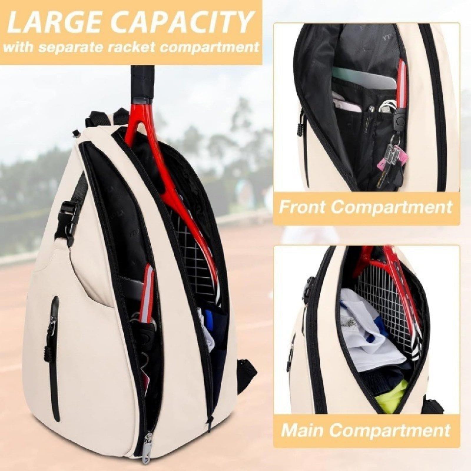 Borsa da tennis per 2 racchette, borsa per racchette da tennis, zaino da tennis, racchetta da badminton, borsa per il trasporto, borsa per tennis, pickleball/badminton/squash