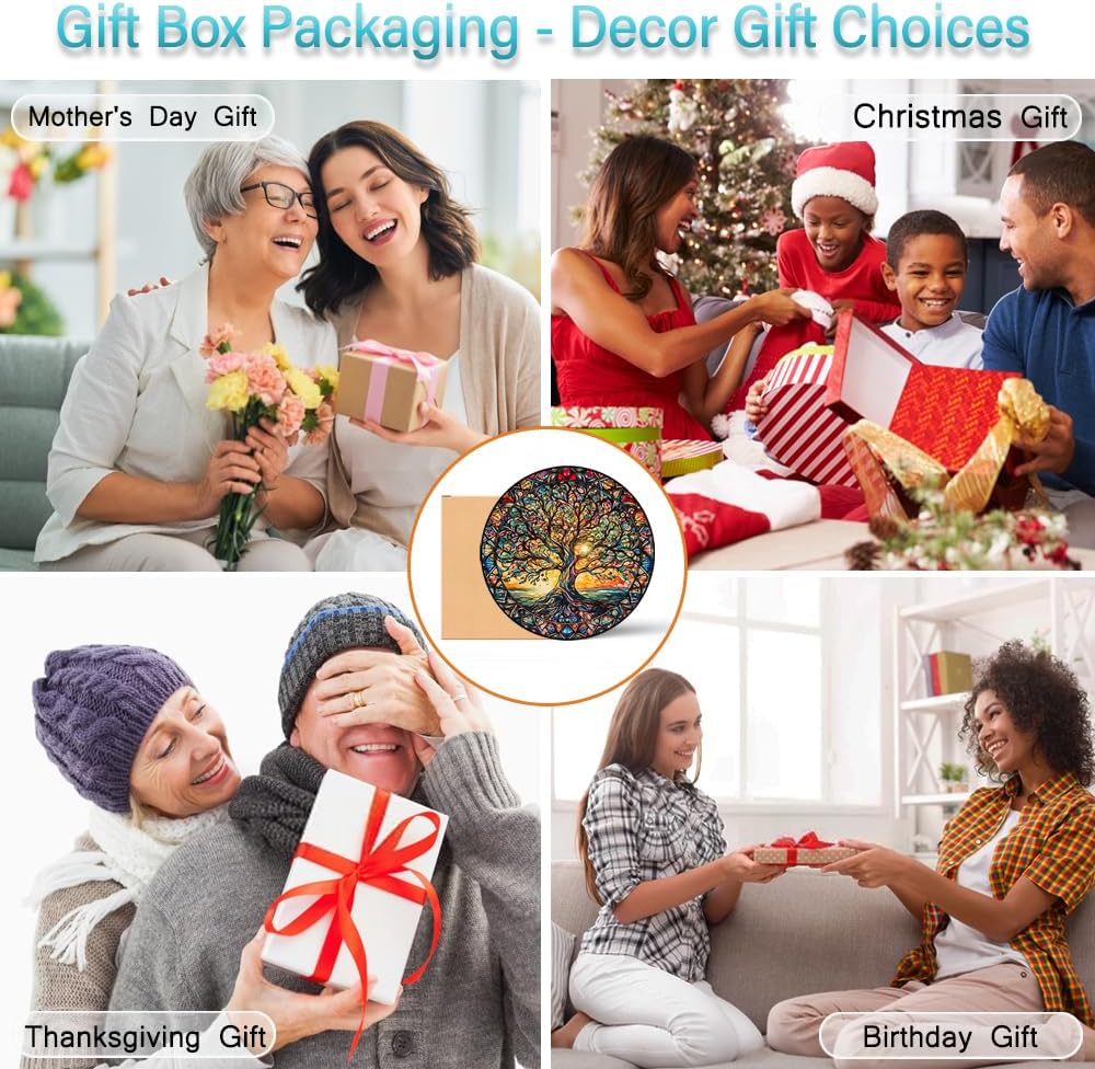 Tree of Life Suncatcher Stained Glass Window Hanging - 8″ Handmade Sun Catchers Indoor Window Catcher Suncatchers for Windows Hanging - Wall Art Home Garden Decor Panel - Birthday Gifts for Women Men - Image 8