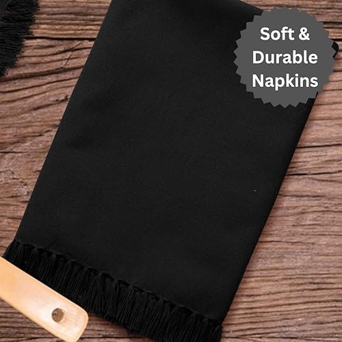 Miniatura 4 de Urbana Cotton Juego de 12 servilletas de tela de cocina con flecos, 100% algodón, suaves y duraderas, ideales para comedor, restaurante, bodas y