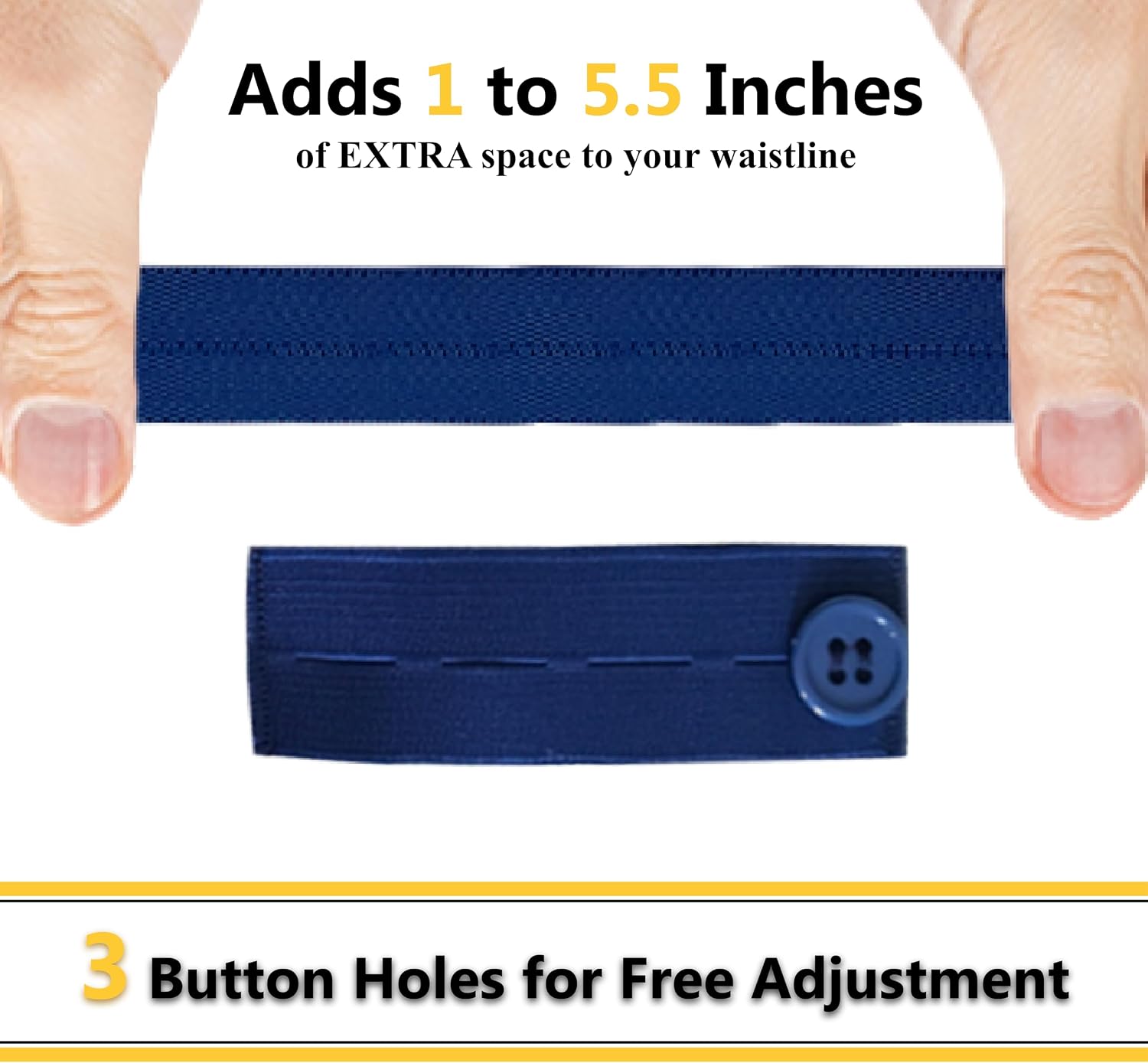 Elastic Button Extenders for Jeans, 6PCS Maternity Pants Extender, 3 Button Holes Waist Extenders for Pants for Women/Men/Pregnant Women/Weight Gain for Different Kinds of Pants