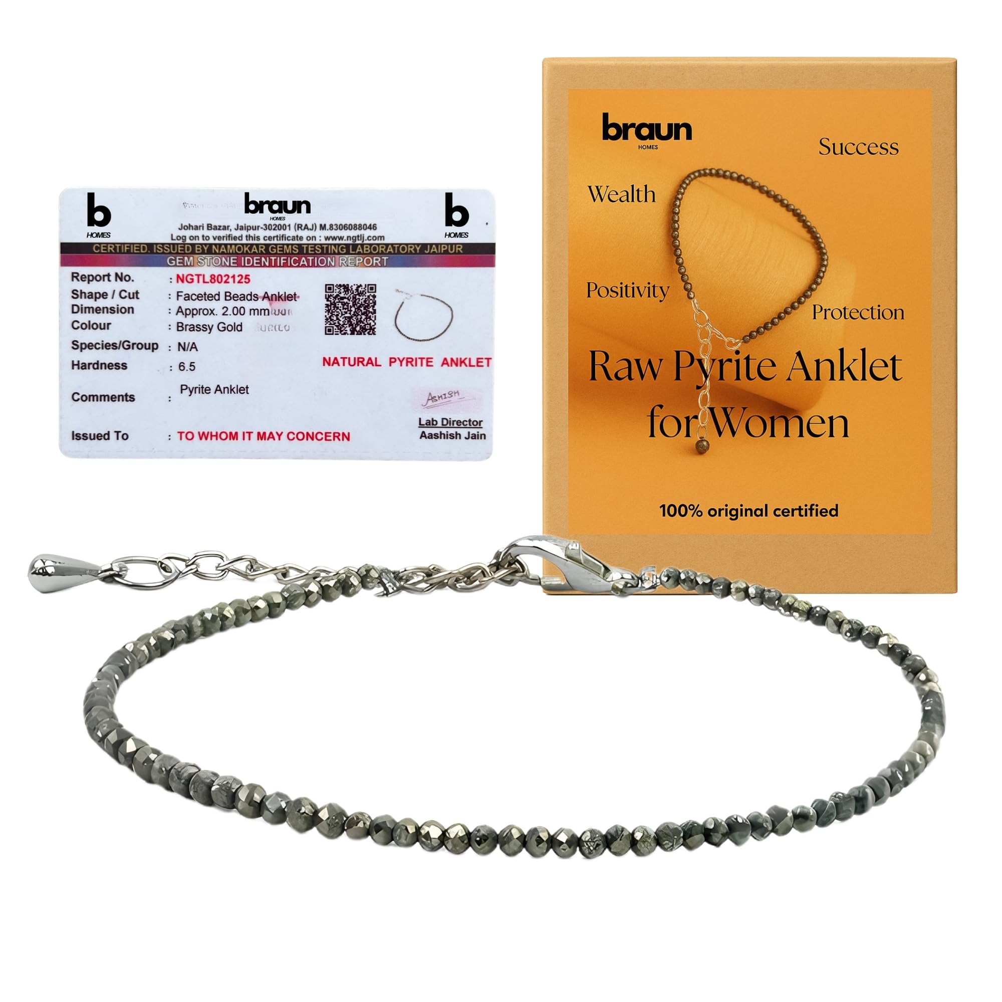 pyrite stone anklet / bracelet for women & men certified original, raw money magnet bracelet, stylish gift anklets, fancy bracelets of pyrite crystals for ladies, female healing crystal gifts.