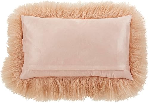 Vista 74 de SARO LIFESTYLE Almohada de lana de cordero mongol 100% con relleno de poliéster, 20 pulgadas, gris