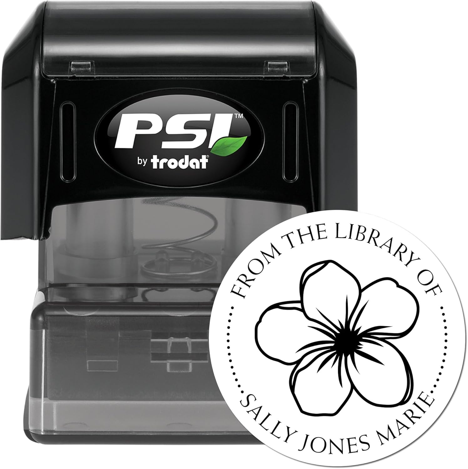 Customized Name Inscription Stamp - Personal Library Stamp, Charming Blooms Design, 1-5/8 Round, Pre-Inked Custom Made Belongs to Stamper, Ideal for Book Collectors, 5 Ink Options, Easy to Use