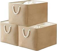 Vista 9 de TheWarmHome - Canasta de lona plegable con asas para almacenar y organizar estantes, ropa, juguetes o armario, ideal para regalo, tamaño pequeño, 12
