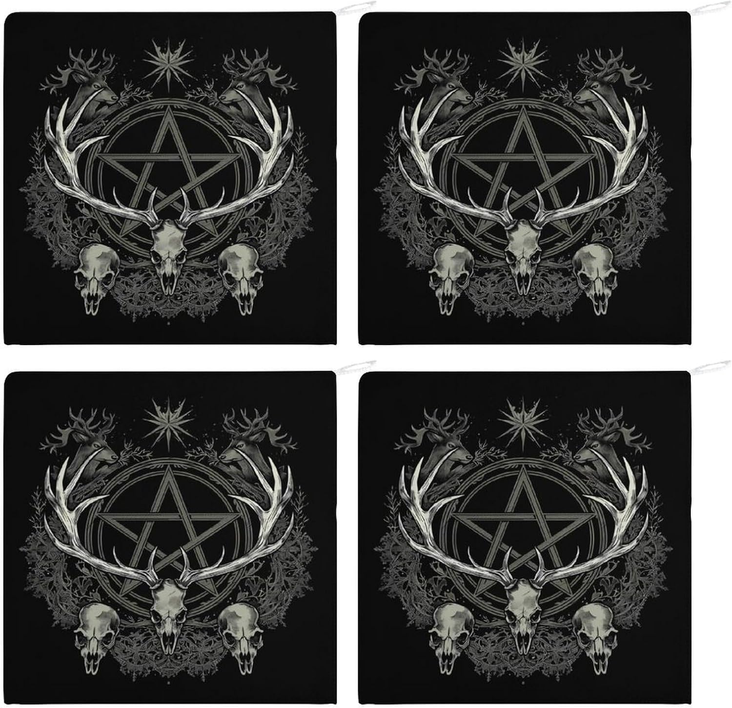 Gothic Occult Satan Penta Symbol Skull Hand Towels for Bathroom Kitchen Towels Small Towel Handkerchiefs with Hanging Loop 4PCS