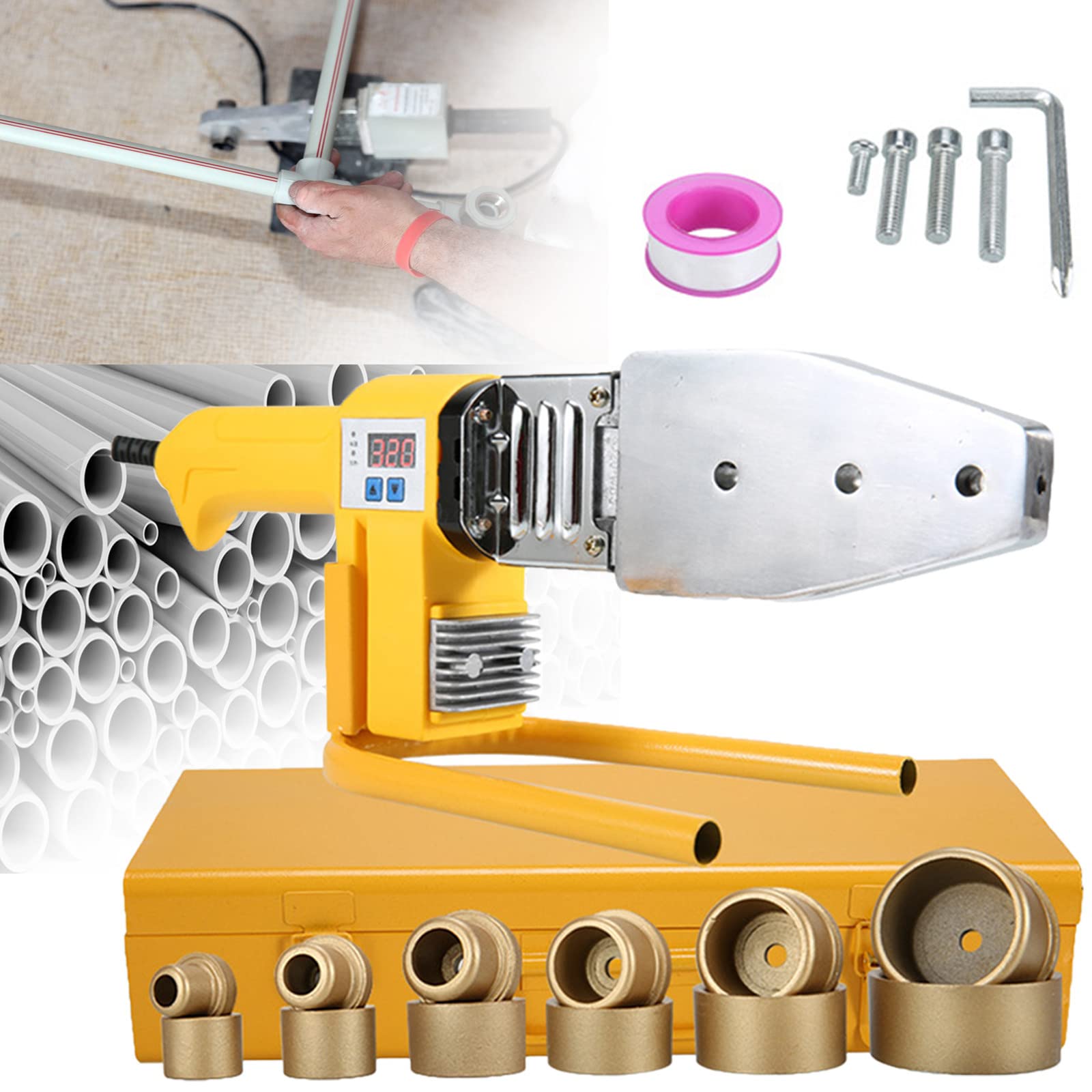 プラスチック水道管溶接機ホットメルトマシン、デジタルディスプレイ  