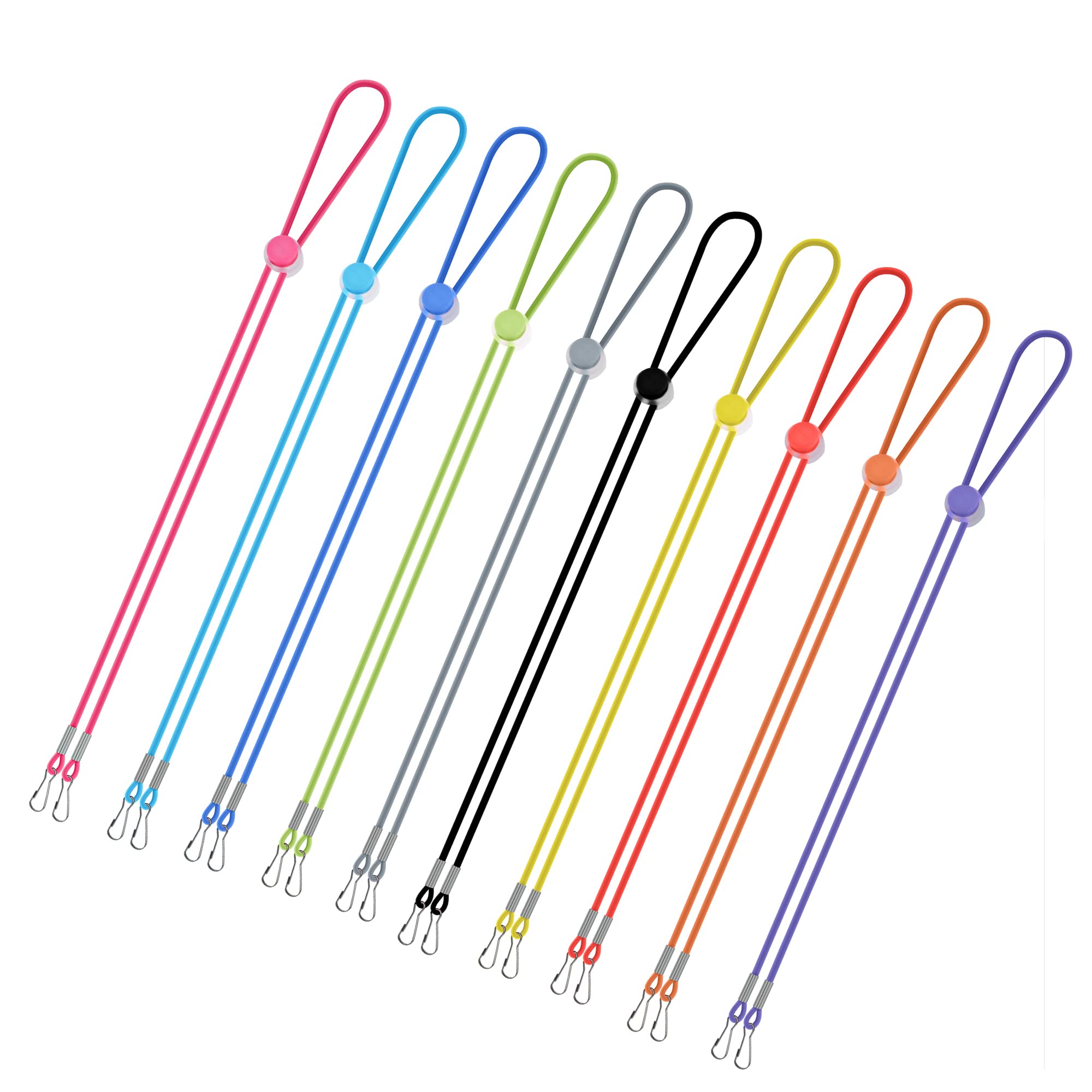 WeGuard 10 Pcs Face Mask Lanyards for Kids, Adjustable Length Mask Holder with Hooks, Mask Straps for Back of Head, Lanyard for Badges/Mask