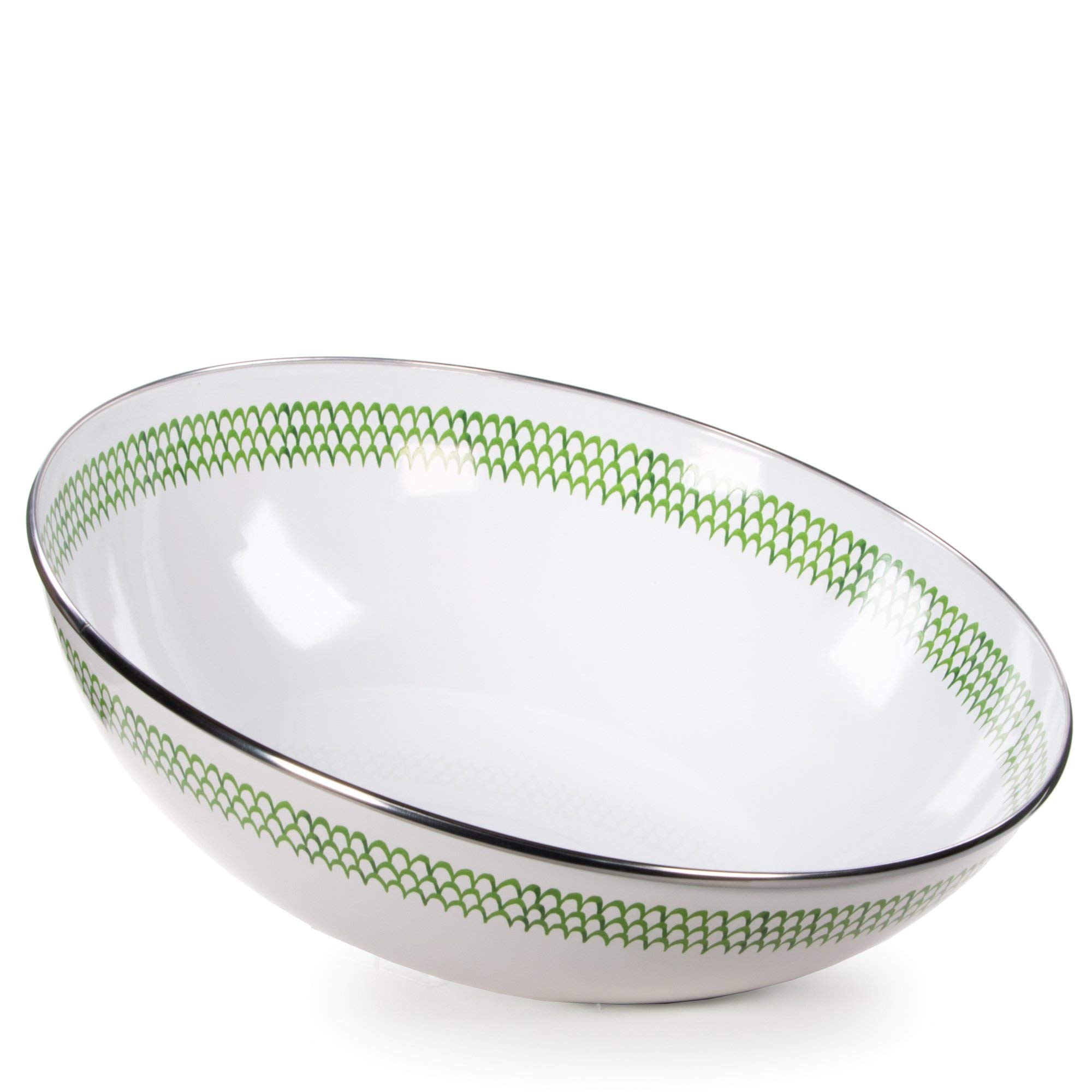 Golden Rabbit Enamelware - 5qt Catering Bowl (Green Scallop)