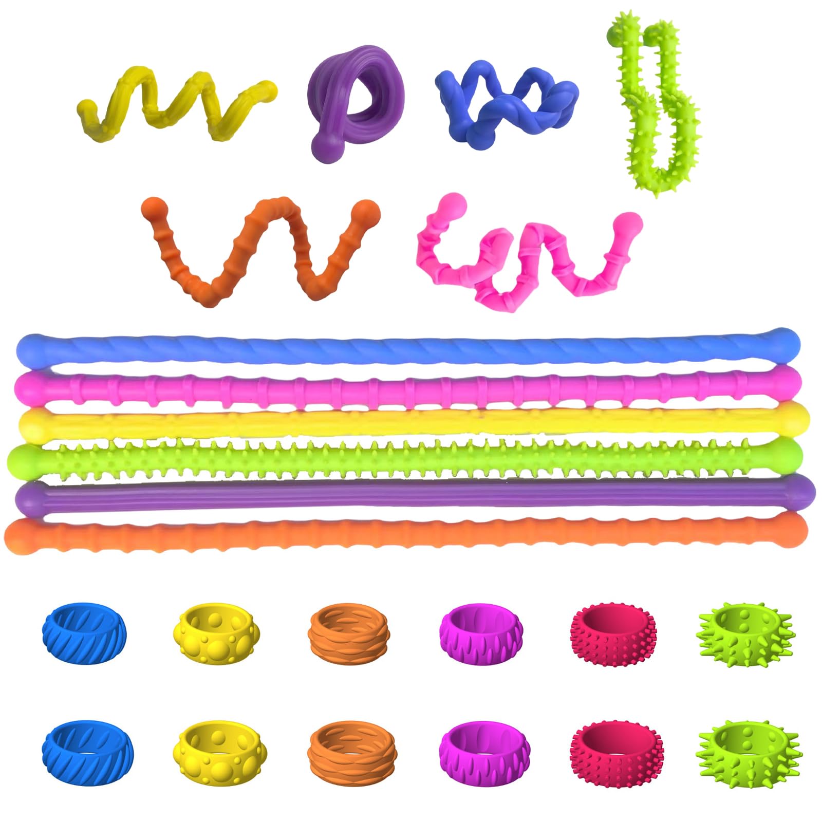 Fidget Toys for Kids 18-Pack Sensory Toys Sticks & Bracelets Travel Toys for Toddlers on Plane Stress Relief for Autism ADHD Anxiety