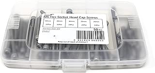 iExcell 50 Pcs M5 x 20mm/25mm/30mm/35mm/40mm Stainless Steel 304 Hex Socket Head Cap Screws Kit - coolthings.us
