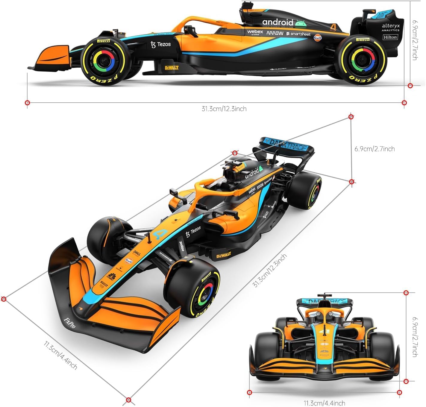 RASTAR, FMT Compatible with McLaren Formula 1 Race Toy Car 2022, 1:18 F1 McLaren MCL36 Remote Control Car Model Vehicle Lando Norris #4