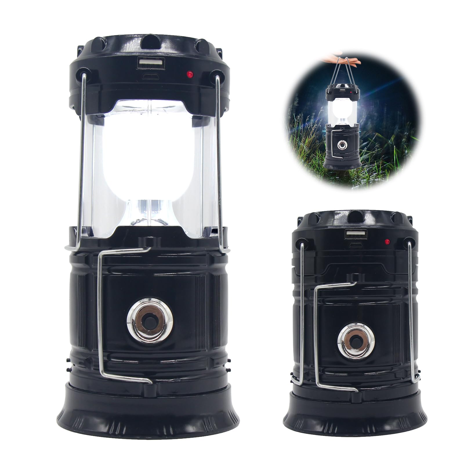 LED Campinglicht Solar - Faltbare, Wasserdichte Lampe Mit USB-Ladung