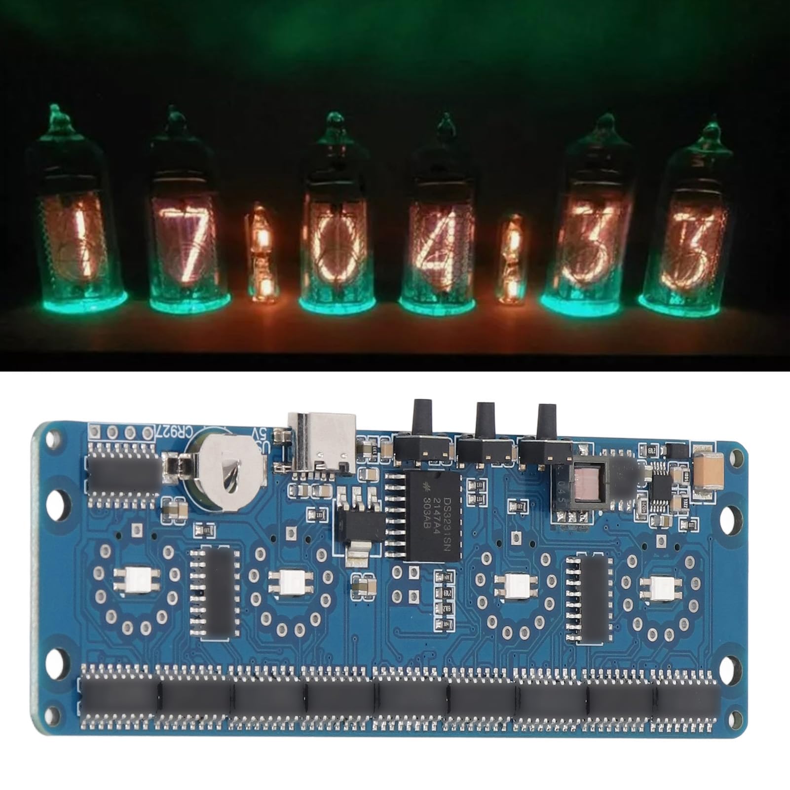 SEAFRONT Nixie Glow Clock Modul 4 Bit Digital Tube Circuit Board IN12 IN14 Hintergrundbeleuchtung Farbe 12/24 Stunden Switchin