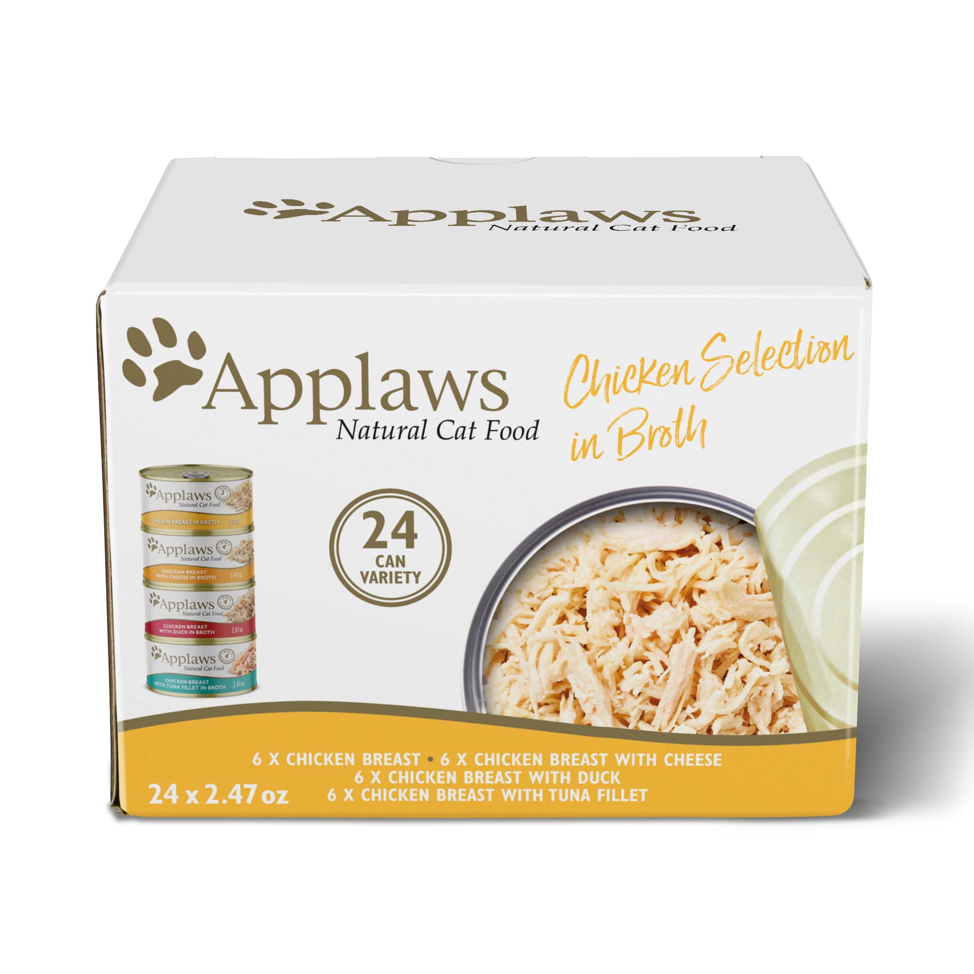 ApplawsWet Cat Food, 16 Count, Limited Ingredient Canned Wet Cat Food, Chicken Selection Variety Count in Broth, 2.47oz Cans…