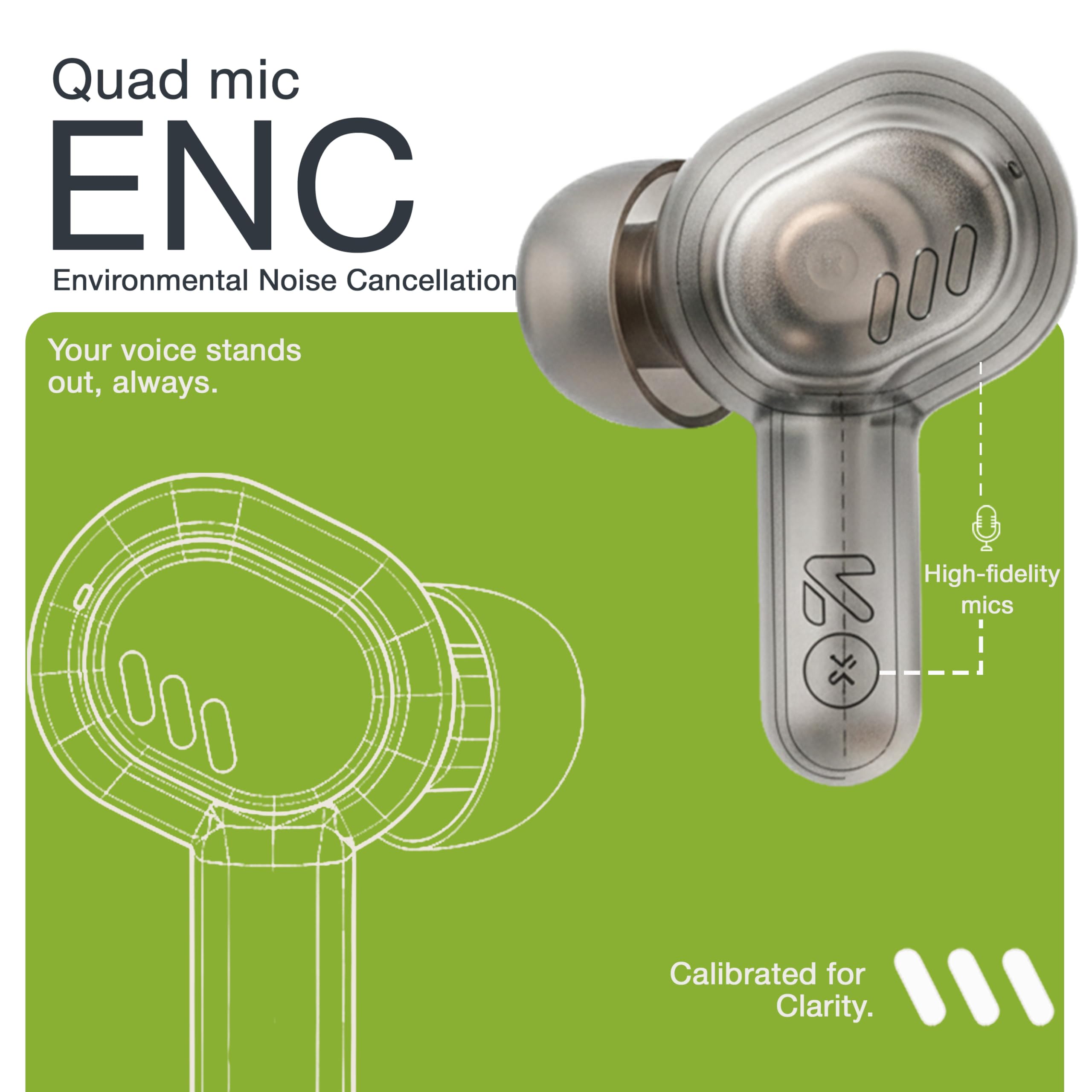 GOBOULT Tenet TWS Earbuds with 75H Playtime, Amp App Support, Quad Mic ENC, Dual Device Pairing Buds, 13mm Driver Ear Buds, Bluetooth 5.4 Wireless Earbuds (Neon Green) — Amazon image 5