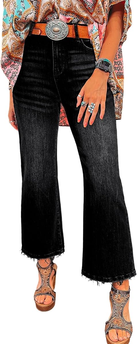 Astylish Vaqueros acampanados elásticos de talle alto para mujer