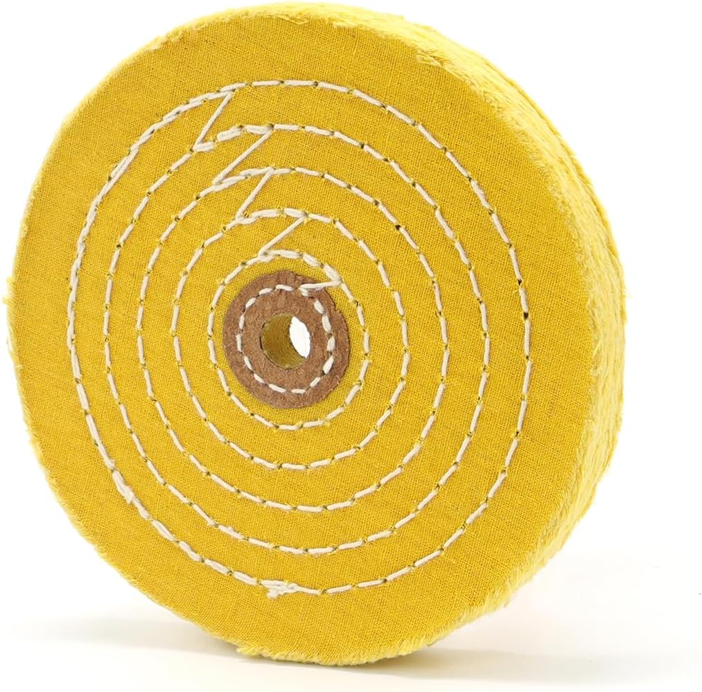 SCOTTCHEN Buffing Polishing Wheel 6 inch Treated Yellow Cotton Medium(42 Ply) with 1/2 inch Arbor Hole for Bench Grinder - 1 Pack