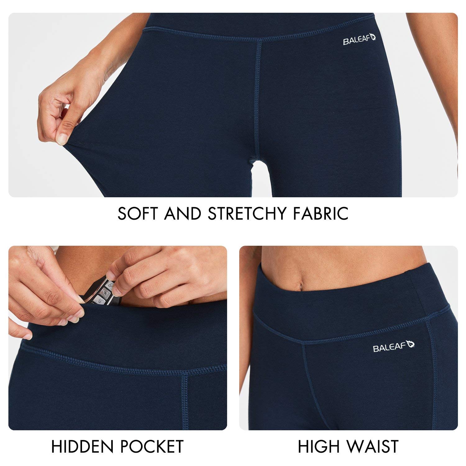 baleaf Pantaloni da Yoga Donna Pantaloni Campana Donna con Vita Alta Tasca Interna Tanspirante Comodo Pantaloni Sportivi a Casa