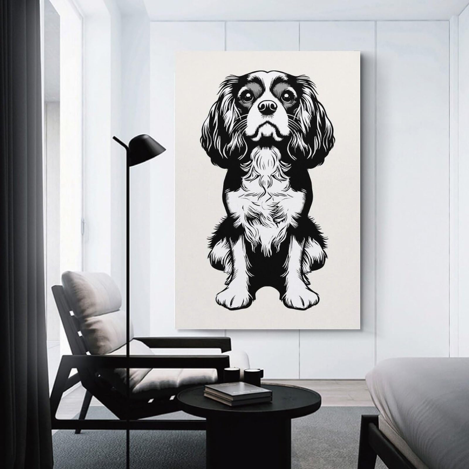 Junmoney Canvas Art Print Cavalier King Charles, 20x30inch(50x75cm), for Gallery Wall Layouts in Home Or Office, A Versatile Canvas Print for Layering