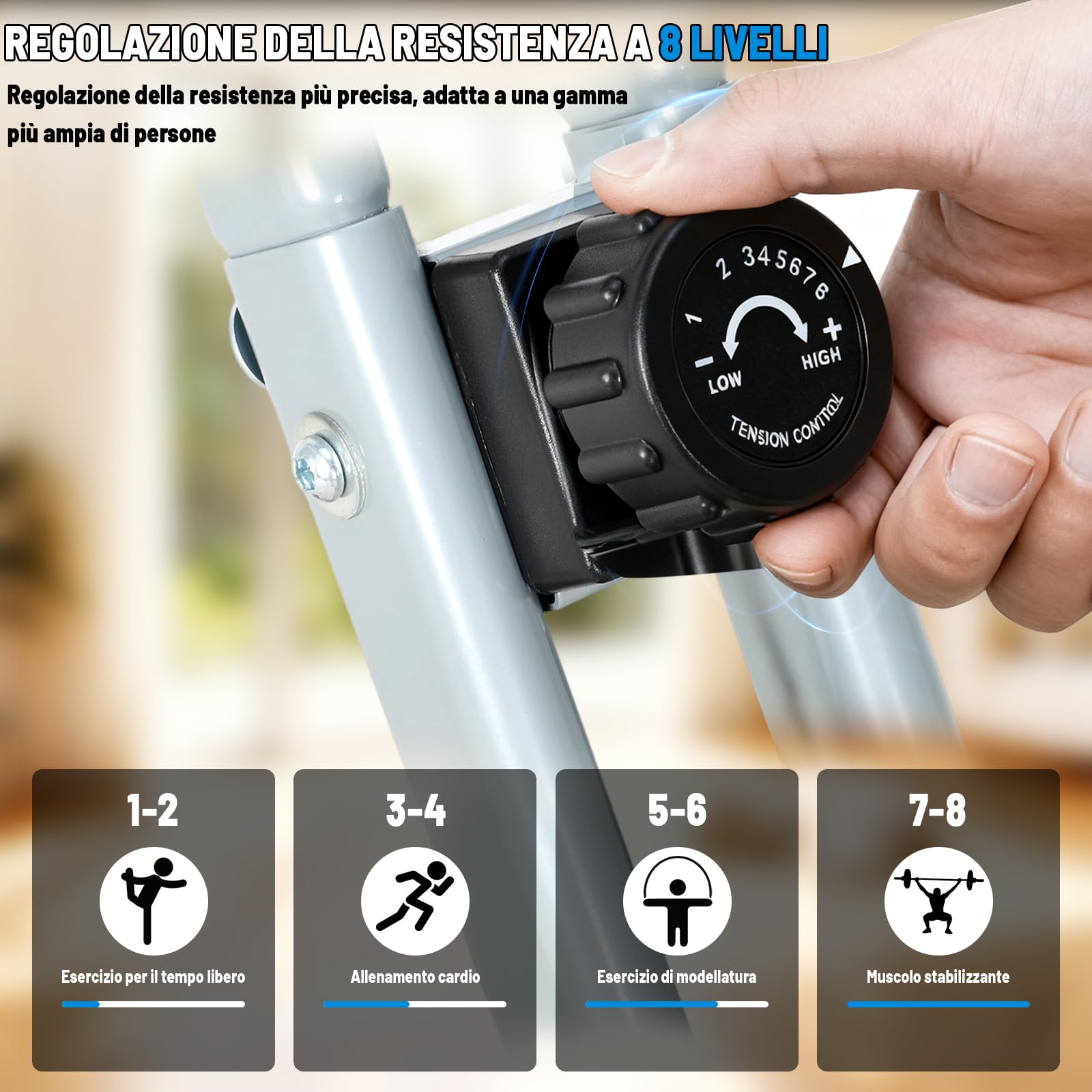 ISE Cyclette da Casa, Cyclette Pieghevole per Casa con Resistenza Magnetica a 8 Livelli Schermo LCD Supporto per Smartphone/Tablet Bluetooth e APP