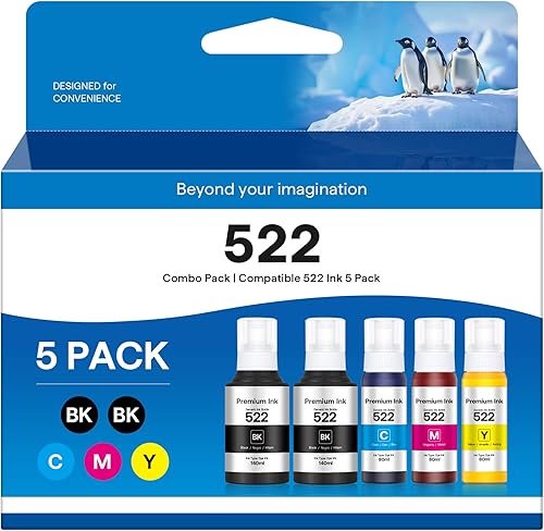 522 botellas de tinta de repuesto de alta capacidad para botellas de repuesto de tinta Epson 522 para usar con impresora EPSON ET-2803 ET-4700