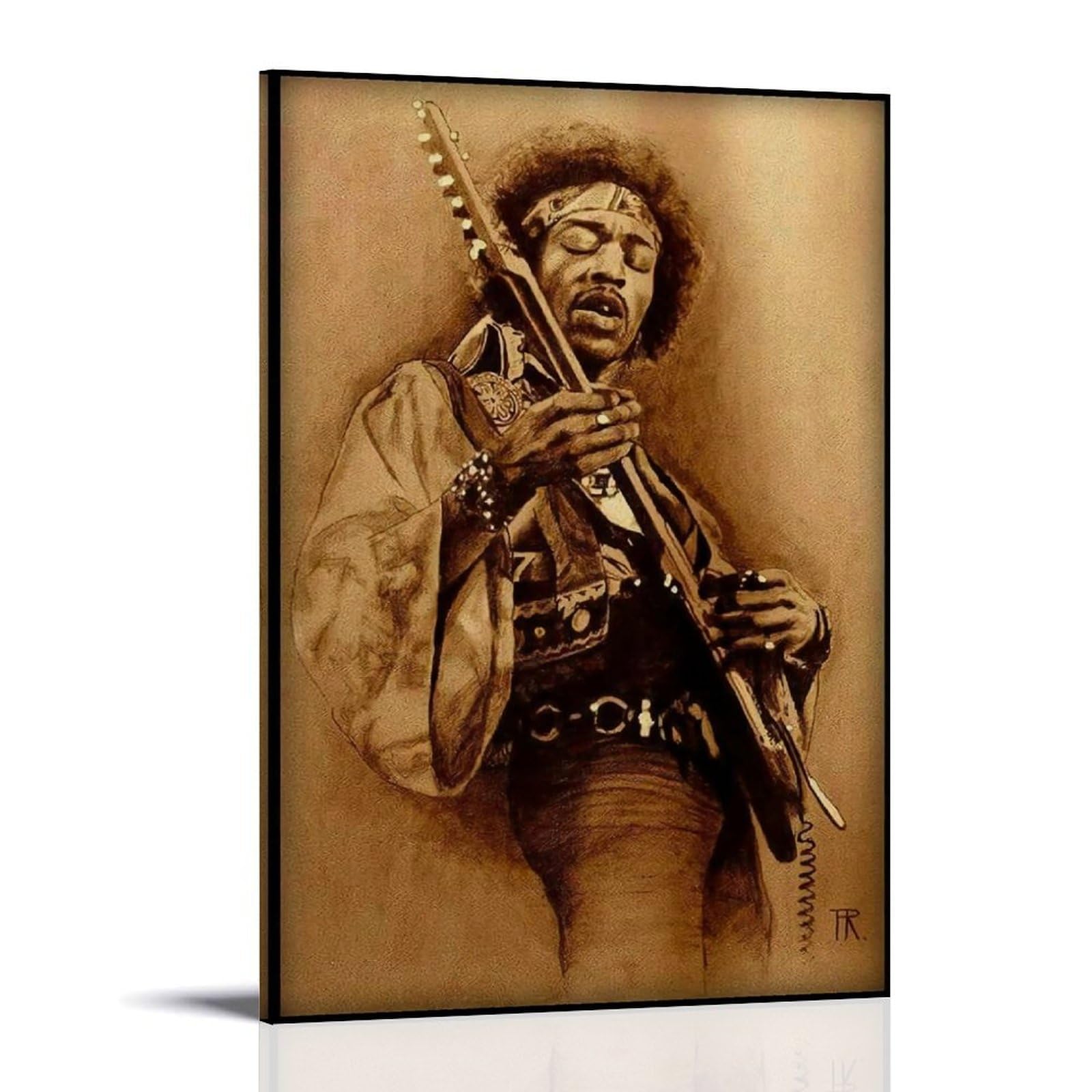 Pantting Frame-Style Jimi Poster Hendrix Posters Aesthetic Canvas Wall Art Print Home Decor For Bedroom Living Room12x18inch(30X45cm)