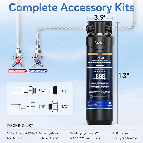 Miniatura 7 de Stokk Filtro de agua para debajo del fregadero, reduce el plomo, el cloro, el mal sabor y el olor, sistemas de filtro de agua debajo del mostrador,