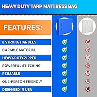 Vista 5 de Bolsa para colchón de tamaño individual para mudanza y almacenamiento, funda reutilizable impermeable de alta resistencia tamaño individual