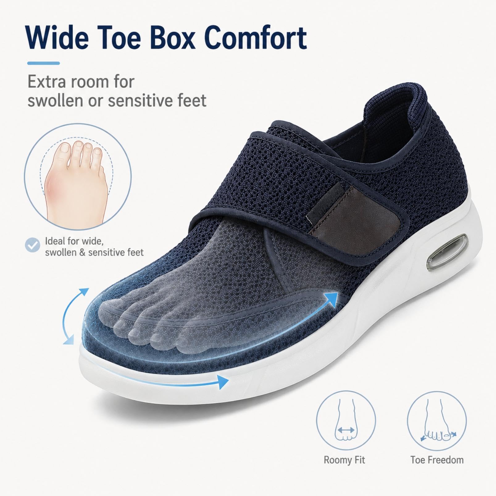 Genérico Zapatos Diabéticos Ajustables Malla Transpirable Air Cushion