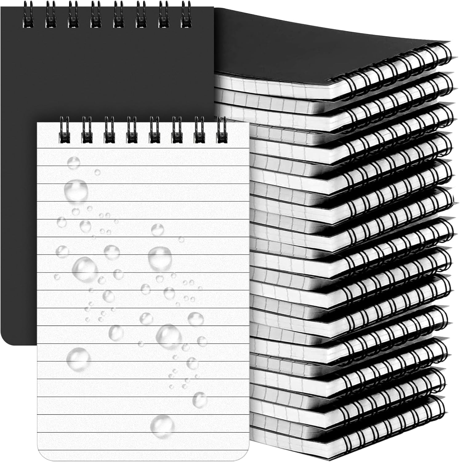 Augacage 24 Pack 3x5 inches Waterproof Notebook All Weather Police Pocket Notebook Stone Paper Waterproof Notepad Little Memo Steno Note Pads Suitable for Office Supplies Outdoor Activities (Black)
