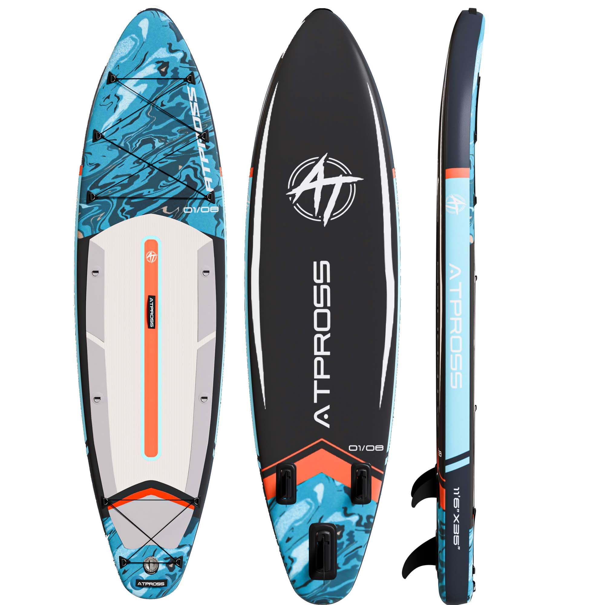 11'6"x35"Inflatable Paddle Board, (SUP) für Erwachsene mit 450 lbs Tragfähigkeit extra breiter Rutschfester und Stabiler Plattform,Kajak Sitz Premium Accessoires Rucksack,geeignet für Yoga