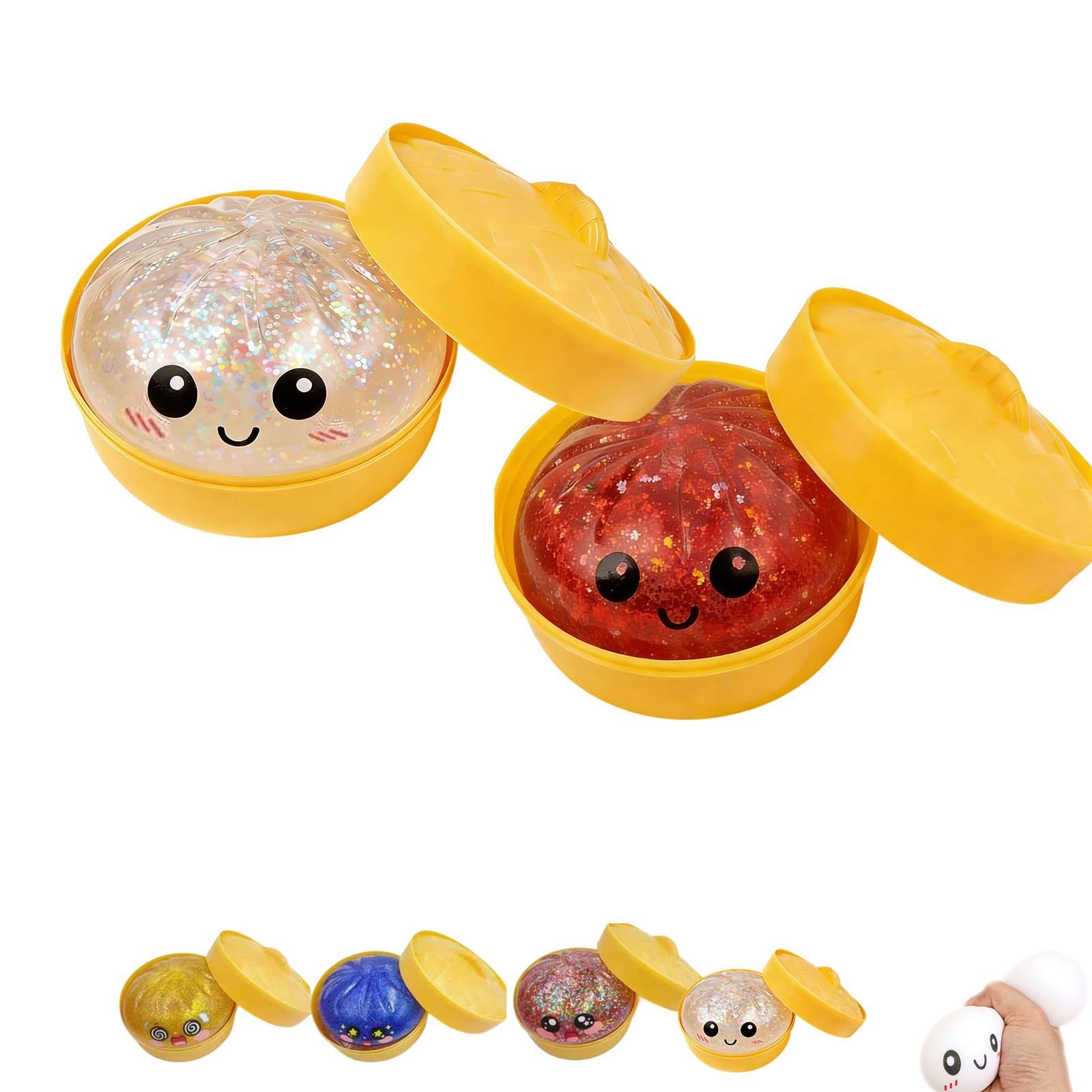 2026 Upgrade Glitter Dumpling Squishy Box,Squishy Dumpling,Anxiety Relief Fidget (Transparent) — view 17