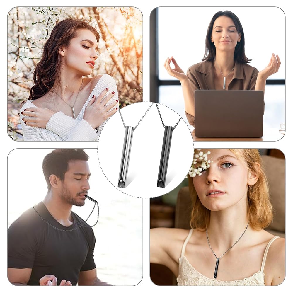 2 Collane Anti Stress Per Smettere Di Fumare - Respirazione Consapevole In Acciaio Inox - Foto 9