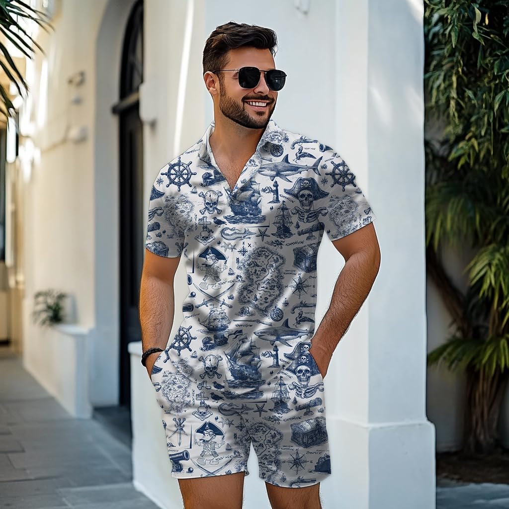 Men's Hawaiian Shirt and Short Set
