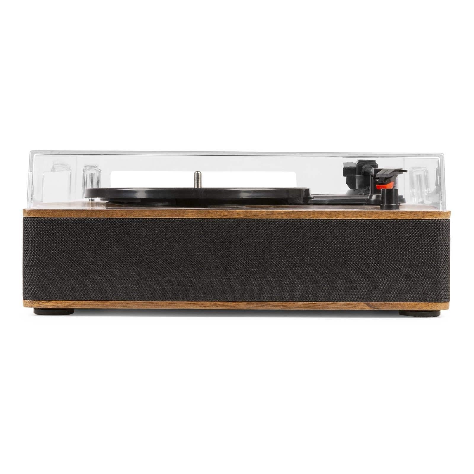 Fenton RP161 Plattenspieler Bluetooth, HQ Vinyl Player, Staubdeckel, Line-Out, eingebaute Stereo Lautsprecher, 3 Geschwindigkeiten, Single Puck, Schallplattenspieler mit Lautsprecher Walnuss Braun