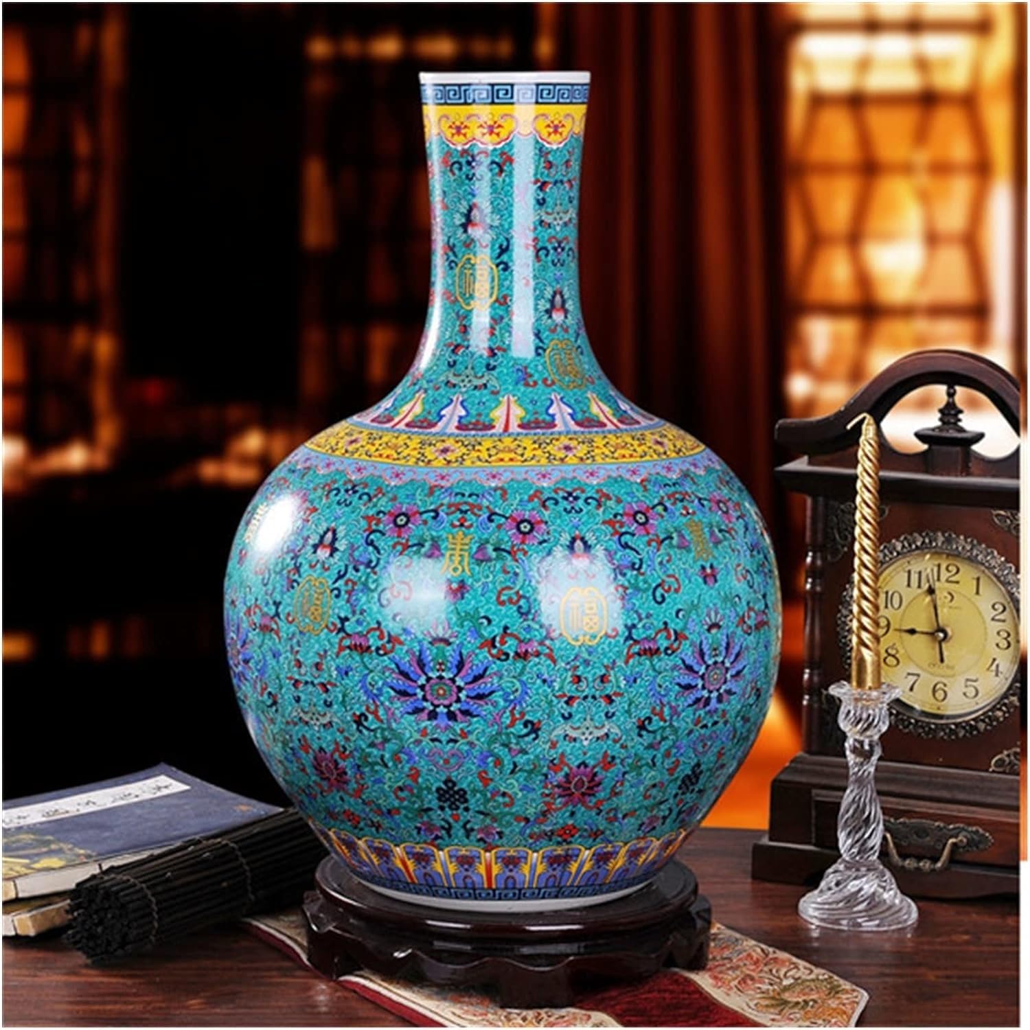 Amazon.com: Antique Porcelain Enamel Globular Vase Big Floor Vase