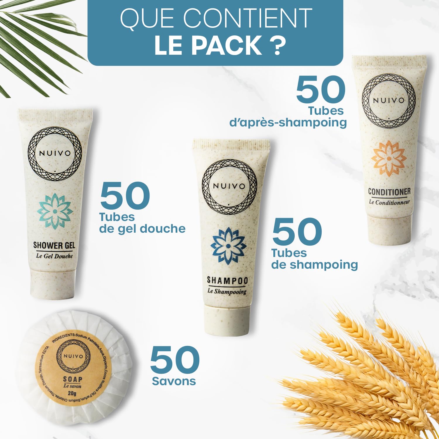 Confezione da 200 prodotti per la casa: gel doccia, shampoo, balsamo, saponi 20g - Tubi da 30ml ecocompatibili - Ideale per hotel, Airbnb, matrimoni, eventi