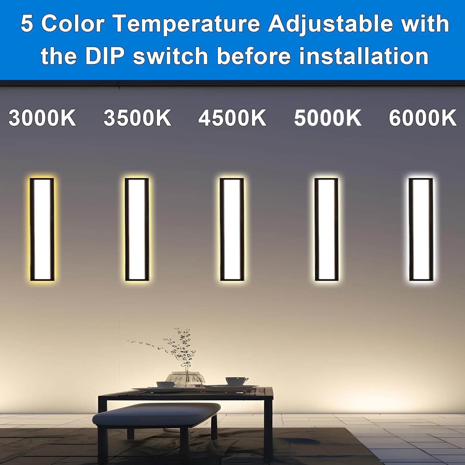 MELUCEE 2 Pack 16in Linear Outdoor Wall Lights 18W LED Outside Porch Lights 5 Color Dimmable Outside Garage Lighting Exterior Light Fixtures Wall Mount for House Patio Balcony Porch, IP65 Waterproof