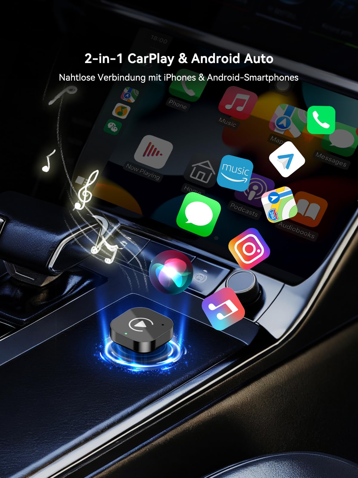Spedal Adaptateur CarPlay/Android Auto sans Fil 5Ghz, Plug & Play, Compatible Voitures 2016+ (Systeme OEM) - Double Bande WiFi, Connexion Automatique Stable Rapide (USB-A)