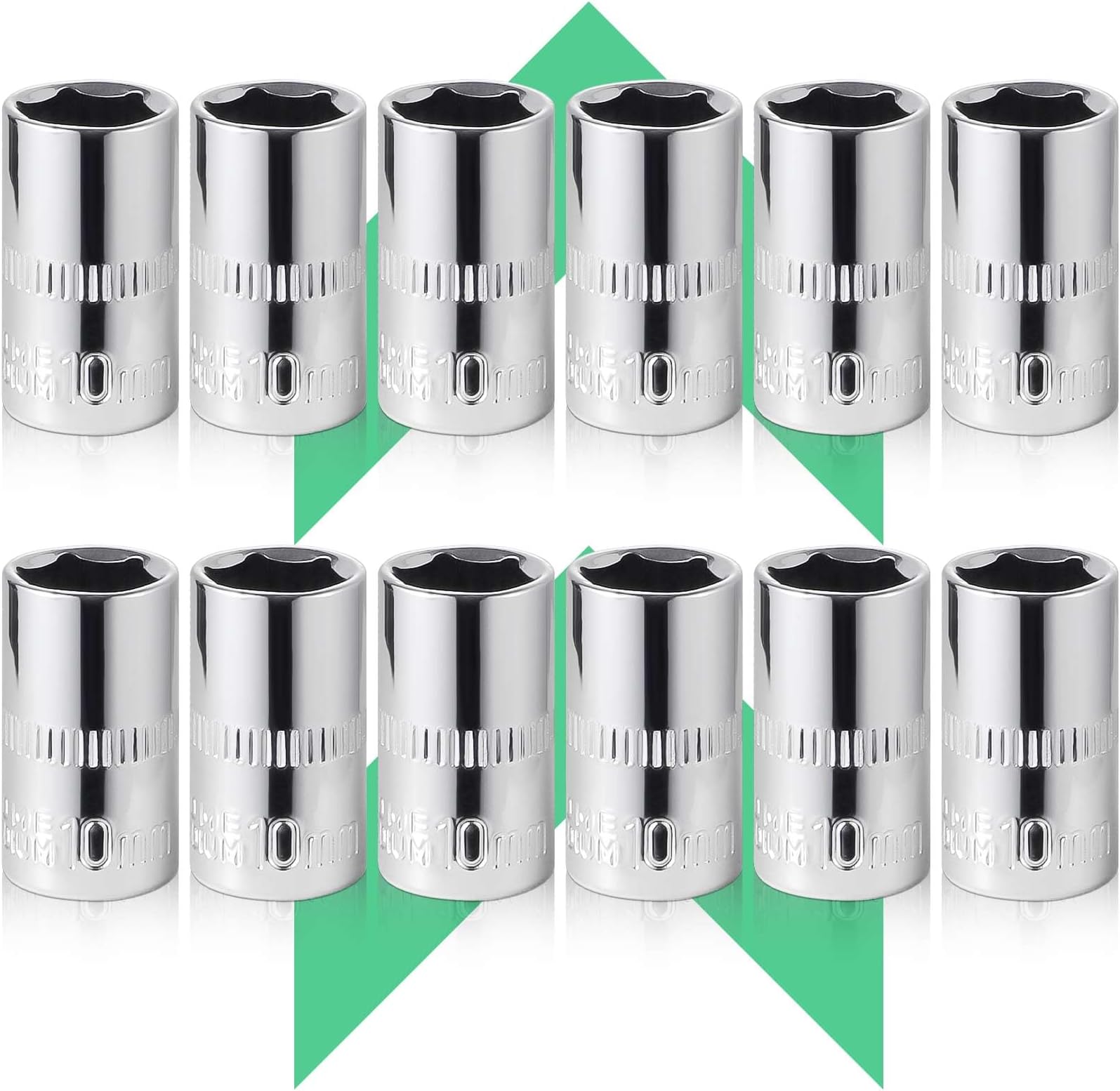 2Pcs Durable 10mm Socket, 1/4 socket set,Shallow Socket 1/4 Inch Drive 10mm 6 Point, CORROSION RESISTANCE