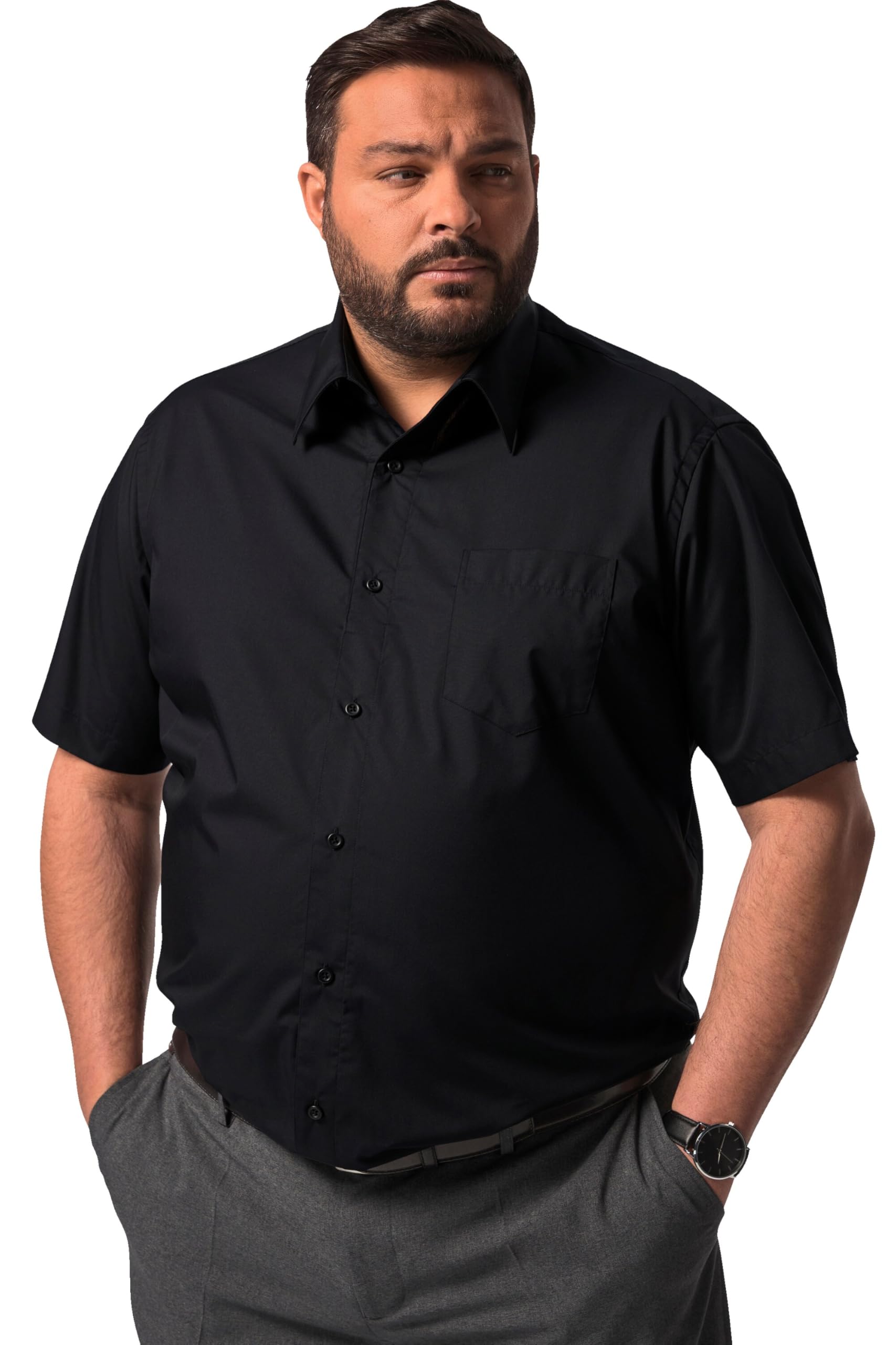 Men Plus Herren große Größen Übergrößen Menswear L-8XL Businesshemd, Halbarm, Easy Care, Vario-Kragen, Comfort Fit 839047