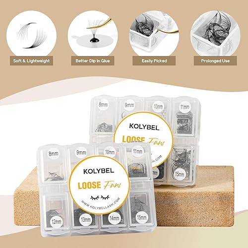 Miniatura 3 de Extensiones de pestañas postizas en abanico 5D, 600 abanicos, hechas a mano, con volumen, 0.003 in de grosor, 0.315-0.591 in, rizo D, pestañas