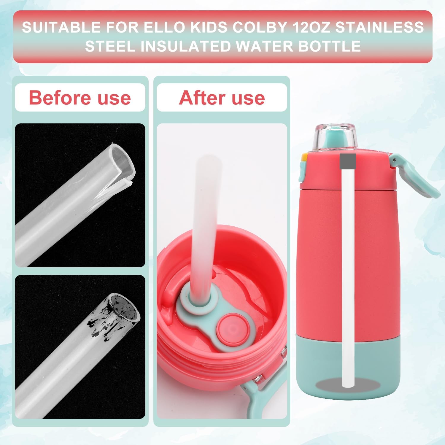 6 Pcs Replacement Straws for Ello Cups, Reusable Plastic Straws