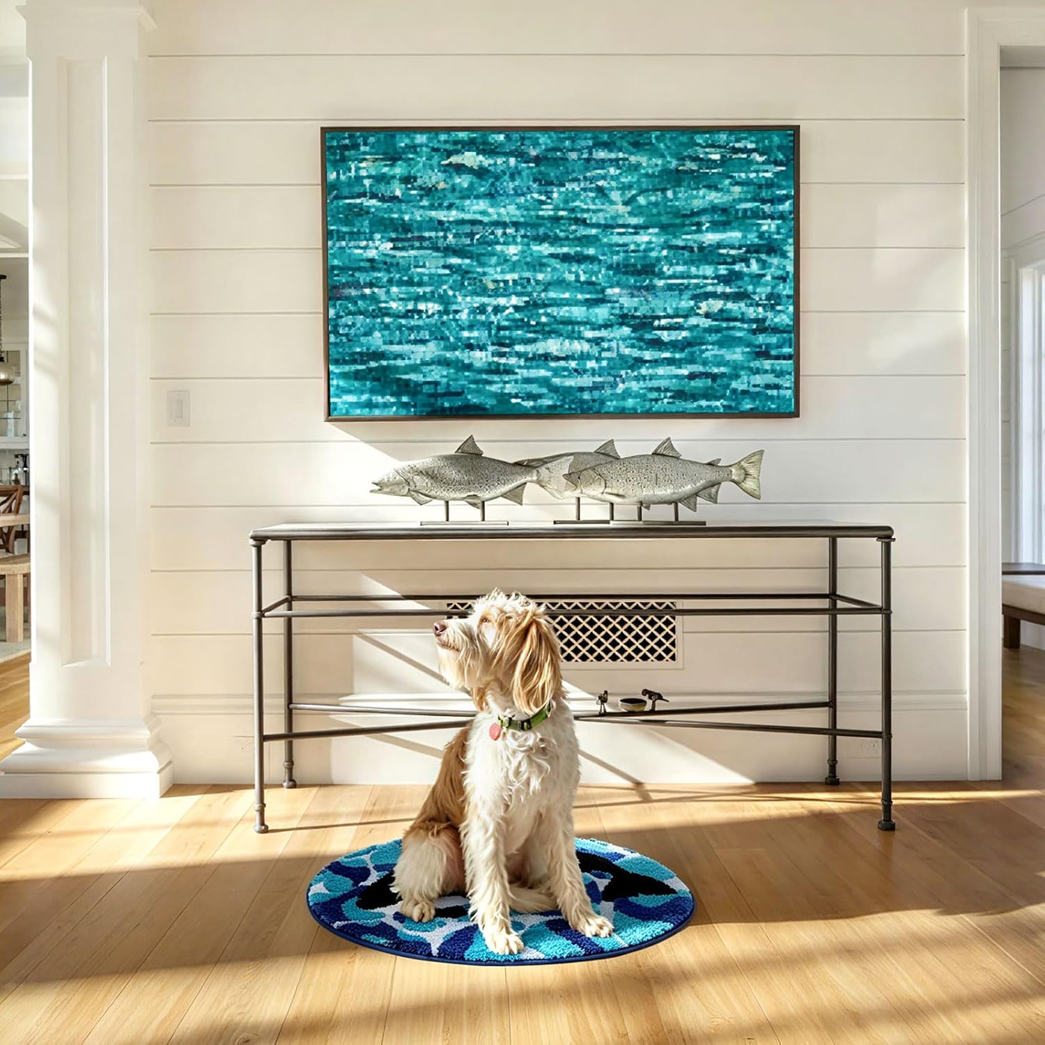 Percozzi Orca Ocean Bath Rug Undersea Blue Tufted Fish Bath Mat with Non-Slip TPR Backing, Soft Plush Absorbent Machine Washable Coastal Bathroom Rug for Kids Bathroom Bedroom Tub Floor 31.5"x19.7"