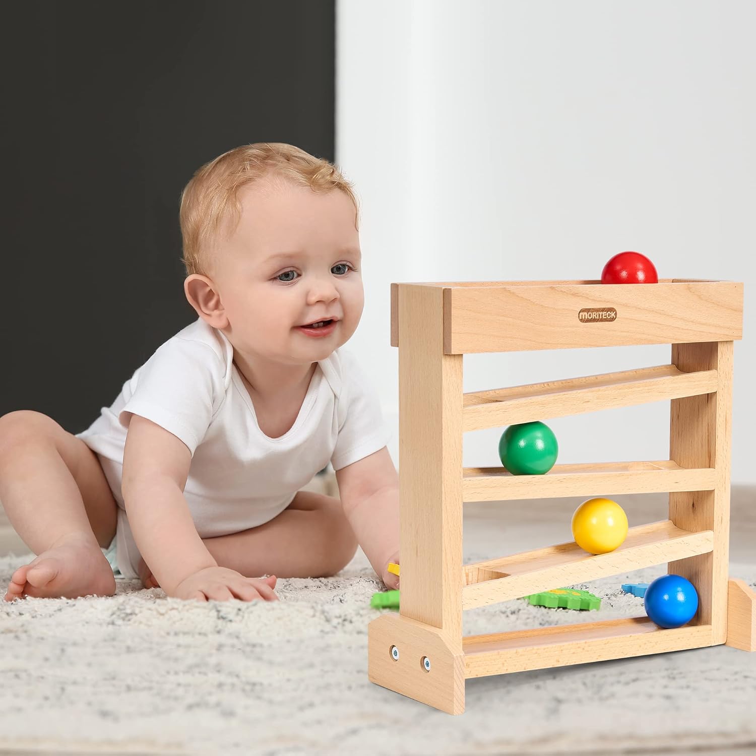 Montessori Ball Drop Toy, Wooden Ball Tracker, Early Developmental Pound Toys for Toddlers for 1-3 Year Old, Boys Girls Baby Birthday Gift