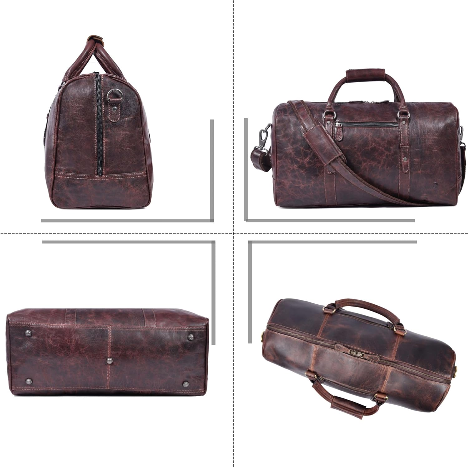 Leather Duffel Bag for Men & Women Travel, Weekend, Overnight, Gym Bag - Image 5