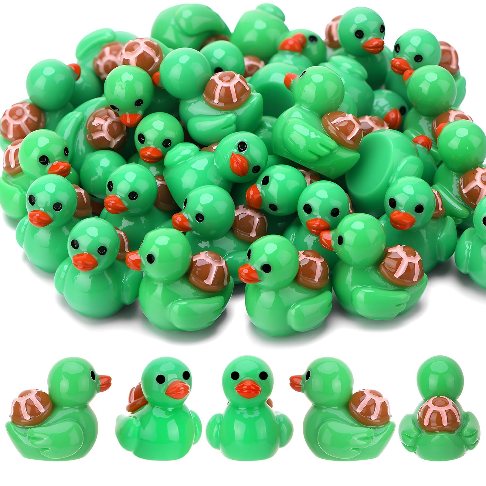 50 Pcs Turtle Ducks Toy Figures, Mini Turtle Resin Ducks Bulk